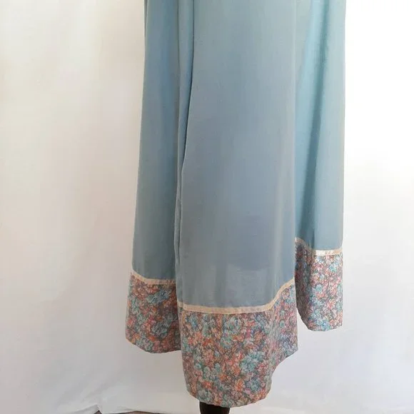 Vtg 70s Sky Blue Floral Yoke Ruffle Prairie Dress, Small - Picture 8 of 10